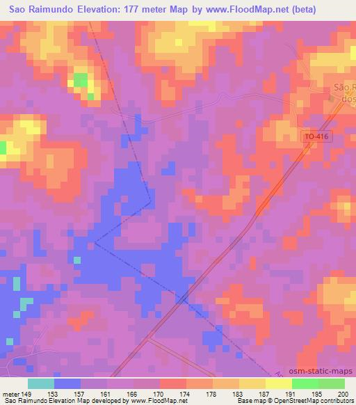 Sao Raimundo,Brazil Elevation Map