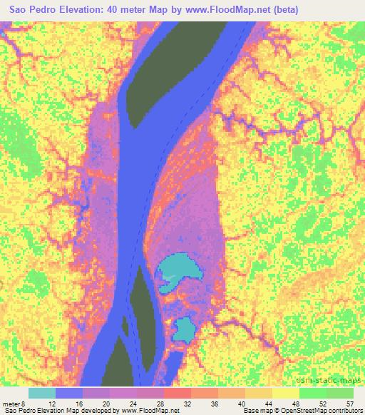 Sao Pedro,Brazil Elevation Map