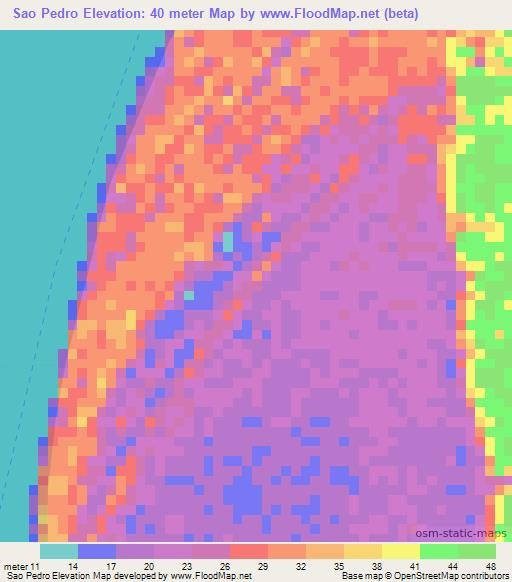 Sao Pedro,Brazil Elevation Map