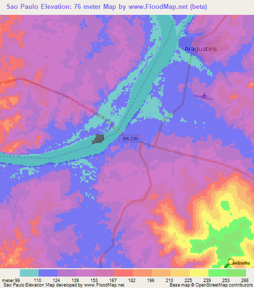 Sao Paulo,Brazil Elevation Map