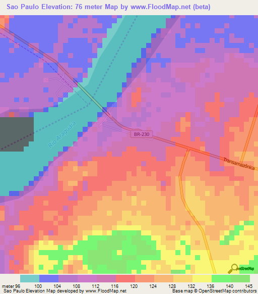 Sao Paulo,Brazil Elevation Map