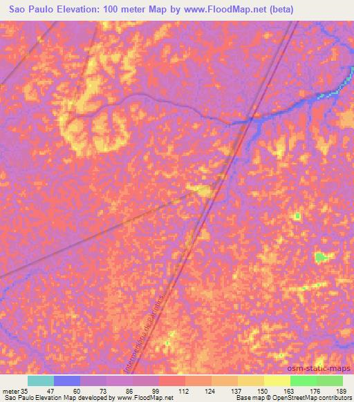 Sao Paulo,Brazil Elevation Map