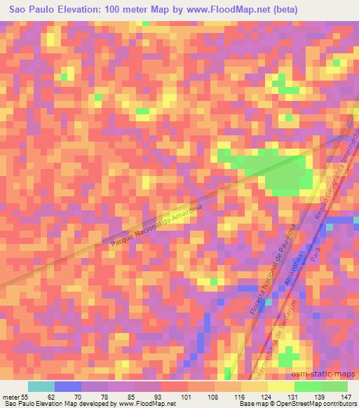 Sao Paulo,Brazil Elevation Map