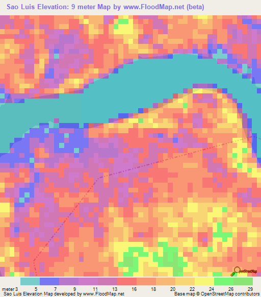 Sao Luis,Brazil Elevation Map