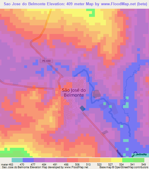 Sao Jose do Belmonte,Brazil Elevation Map