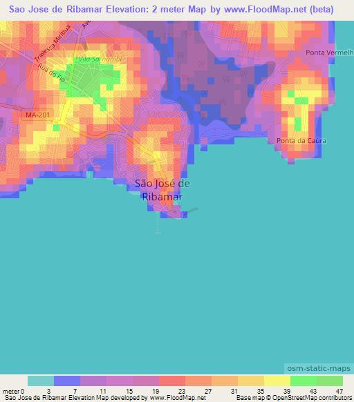 Sao Jose de Ribamar,Brazil Elevation Map