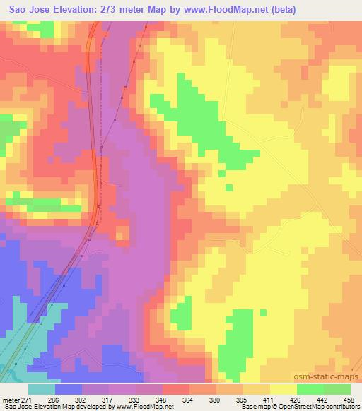 Sao Jose,Brazil Elevation Map