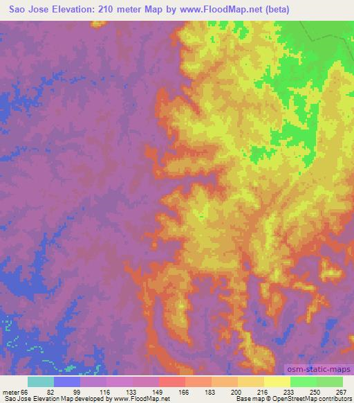 Sao Jose,Brazil Elevation Map