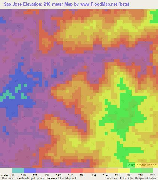 Sao Jose,Brazil Elevation Map