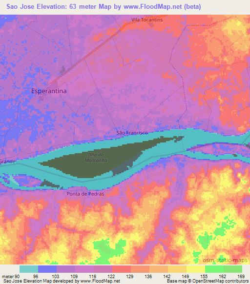 Sao Jose,Brazil Elevation Map