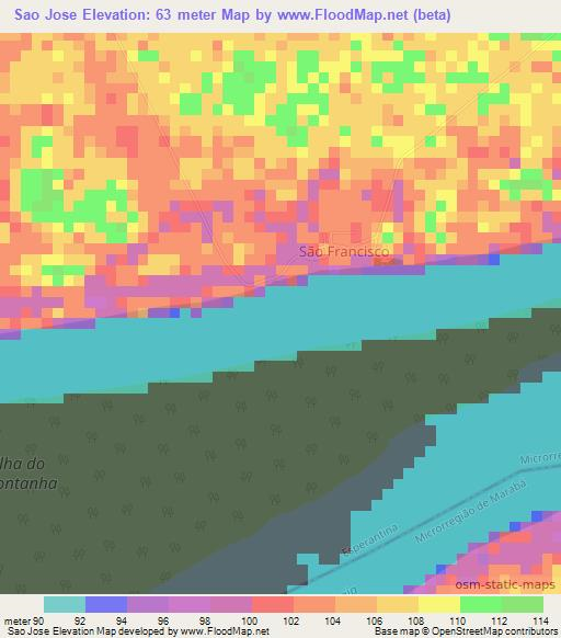 Sao Jose,Brazil Elevation Map