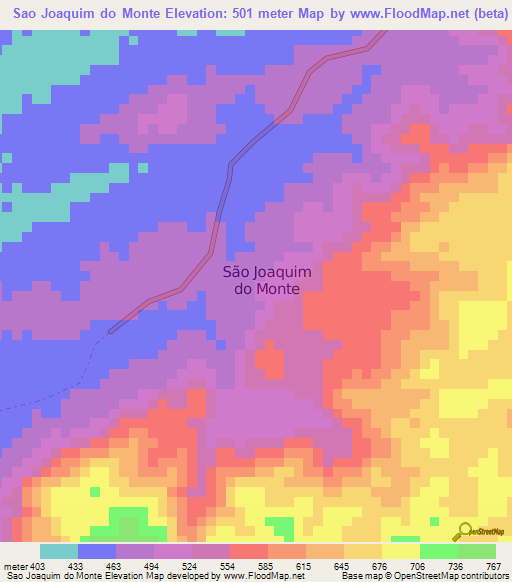 Sao Joaquim do Monte,Brazil Elevation Map