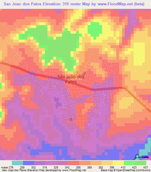 Sao Joao dos Patos,Brazil Elevation Map