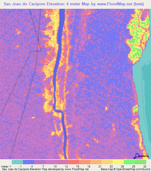 Sao Joao do Cacipore,Brazil Elevation Map