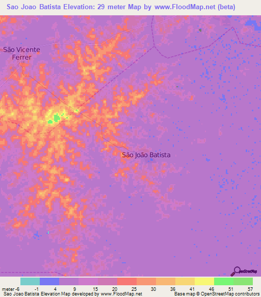 Sao Joao Batista,Brazil Elevation Map