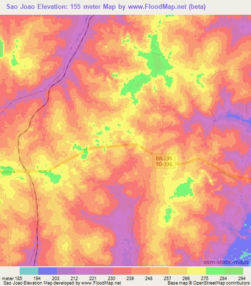 Sao Joao,Brazil Elevation Map