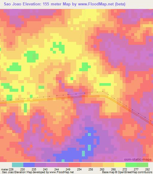 Sao Joao,Brazil Elevation Map