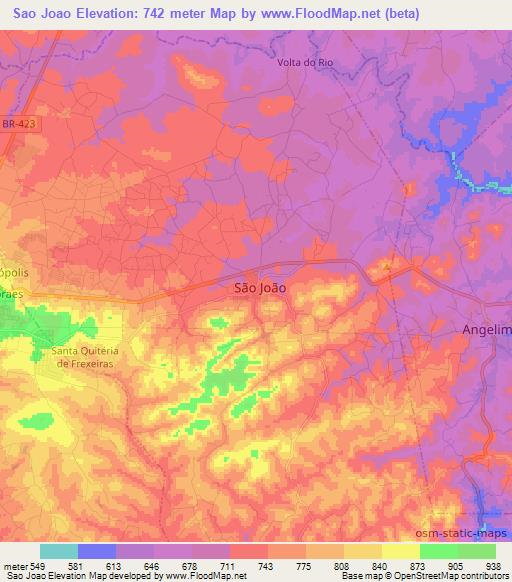 Sao Joao,Brazil Elevation Map