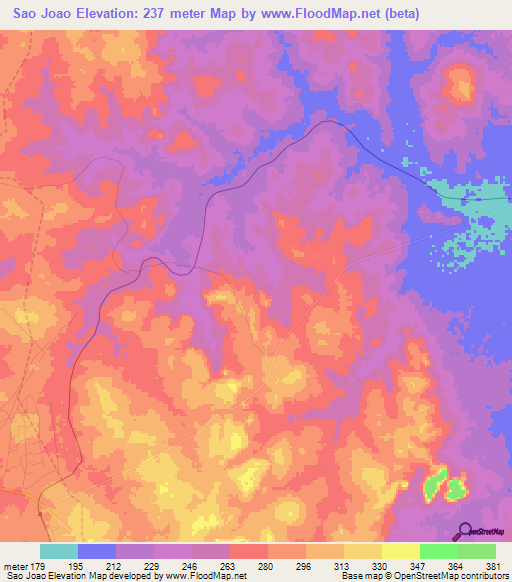 Sao Joao,Brazil Elevation Map