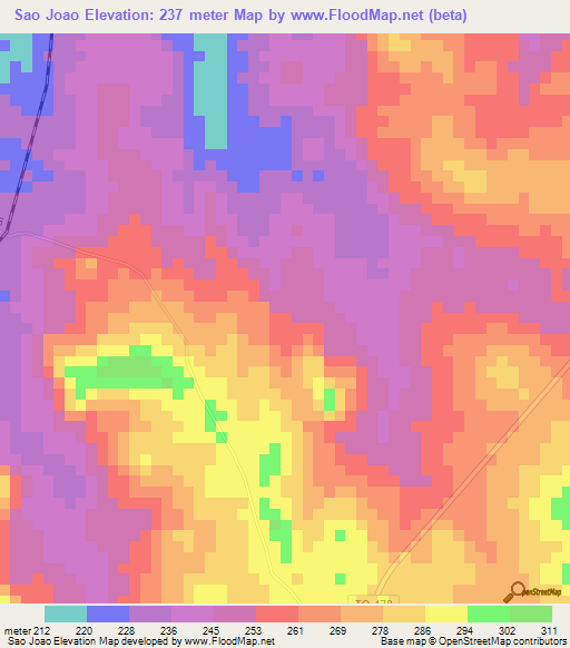 Sao Joao,Brazil Elevation Map