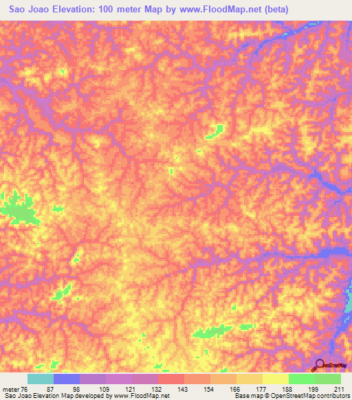 Sao Joao,Brazil Elevation Map