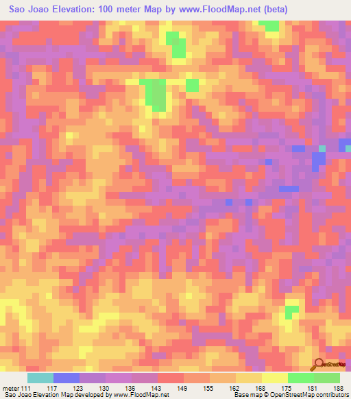 Sao Joao,Brazil Elevation Map