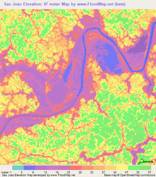 Sao Joao,Brazil Elevation Map