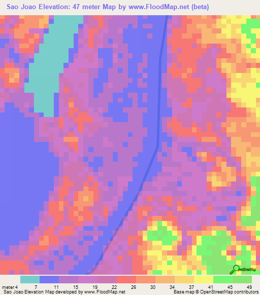 Sao Joao,Brazil Elevation Map