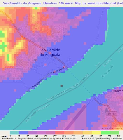 Sao Geraldo do Araguaia,Brazil Elevation Map