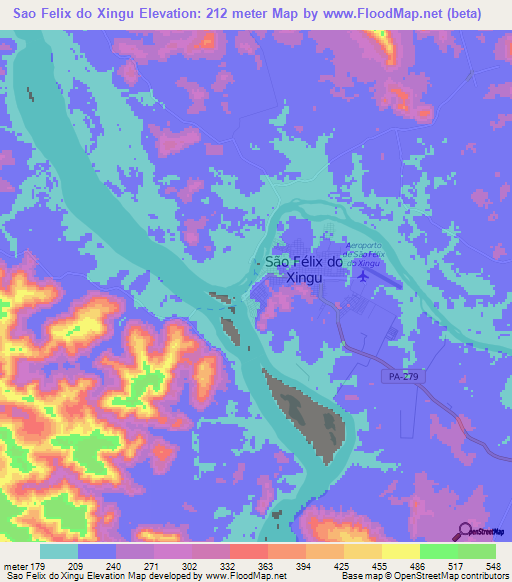 Sao Felix do Xingu,Brazil Elevation Map