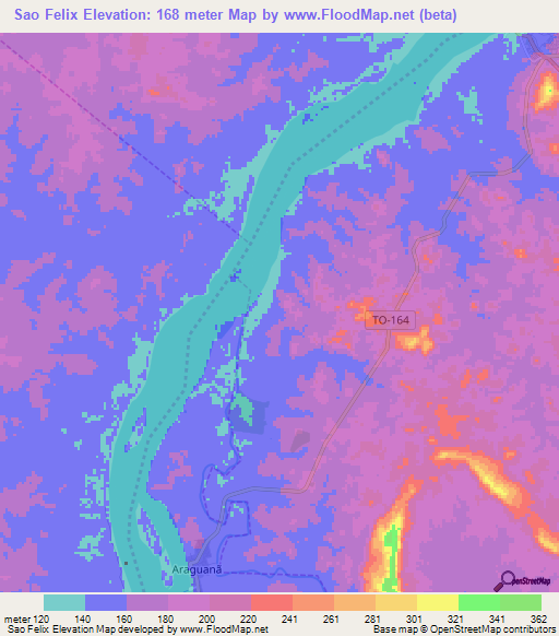 Sao Felix,Brazil Elevation Map