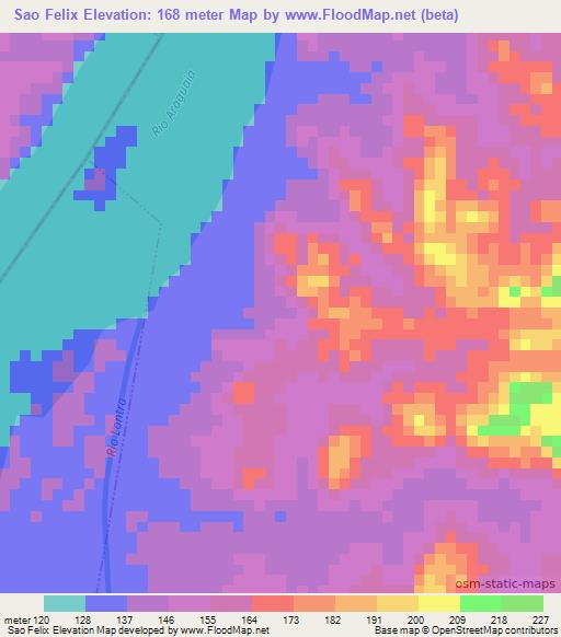 Sao Felix,Brazil Elevation Map