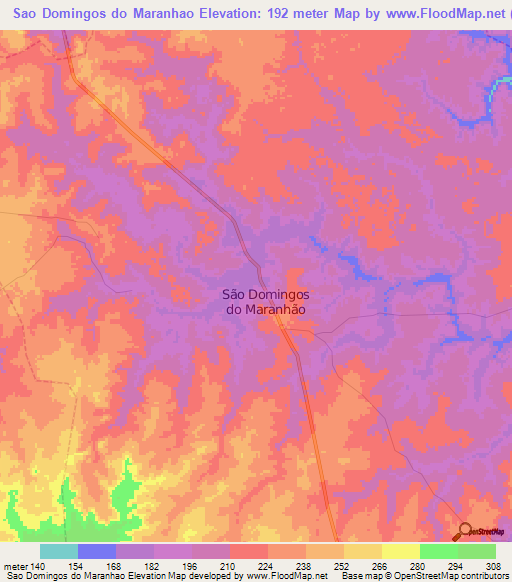 Sao Domingos do Maranhao,Brazil Elevation Map