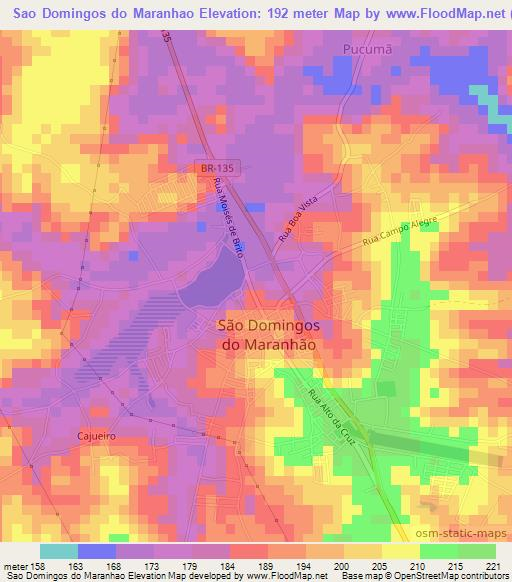 Sao Domingos do Maranhao,Brazil Elevation Map