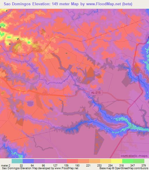 Sao Domingos,Brazil Elevation Map