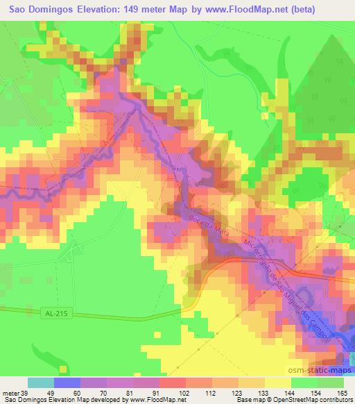 Sao Domingos,Brazil Elevation Map