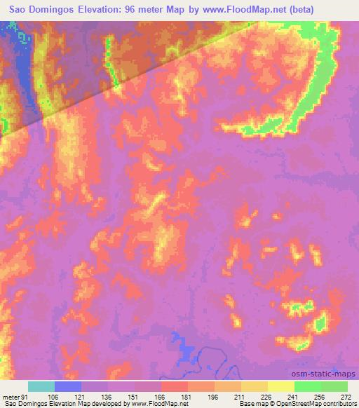 Sao Domingos,Brazil Elevation Map