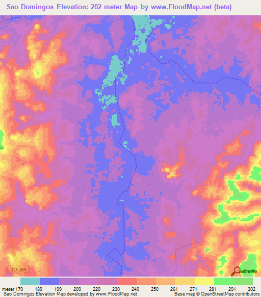 Sao Domingos,Brazil Elevation Map