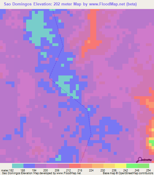 Sao Domingos,Brazil Elevation Map