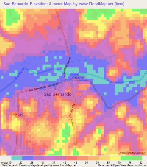 Sao Bernardo,Brazil Elevation Map