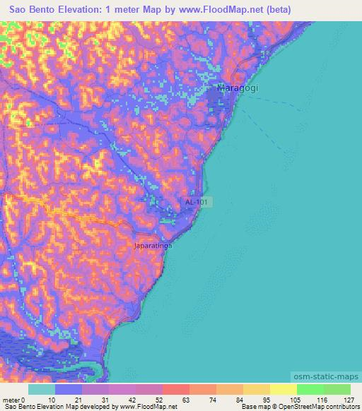 Sao Bento,Brazil Elevation Map