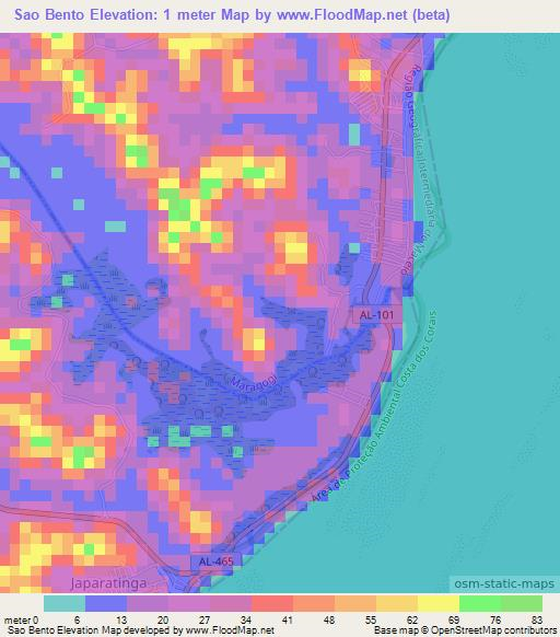 Sao Bento,Brazil Elevation Map