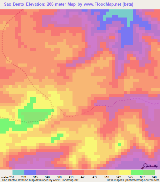 Sao Bento,Brazil Elevation Map