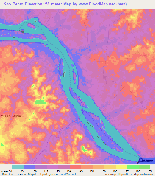 Sao Bento,Brazil Elevation Map