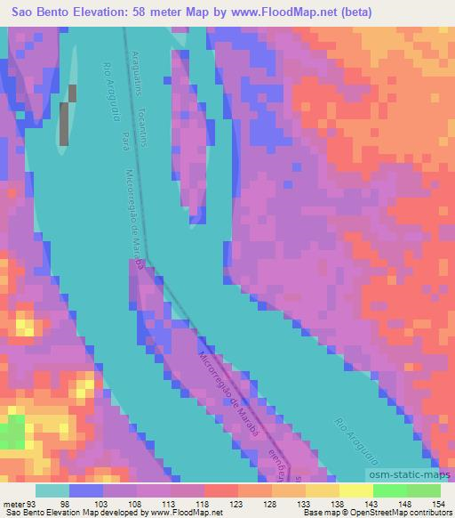 Sao Bento,Brazil Elevation Map