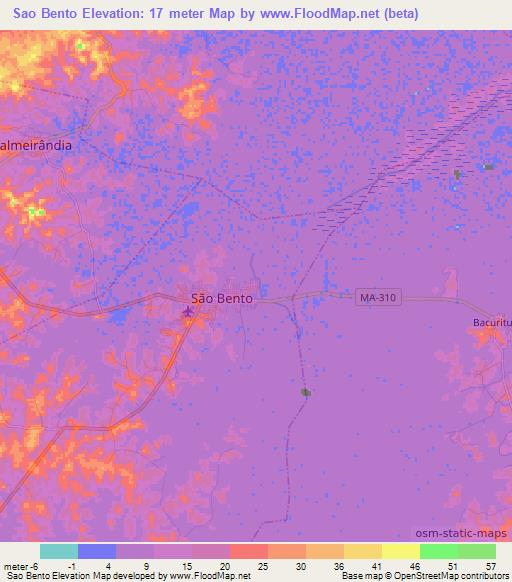 Sao Bento,Brazil Elevation Map