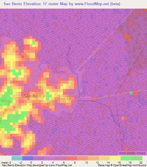 Sao Bento,Brazil Elevation Map