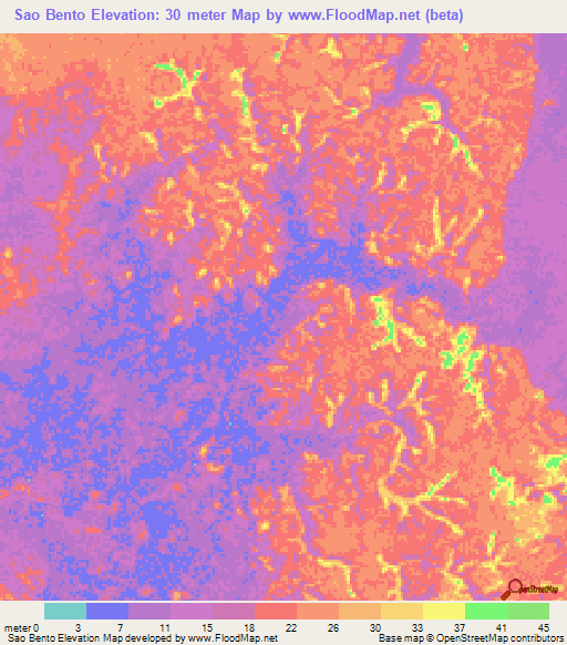 Sao Bento,Brazil Elevation Map