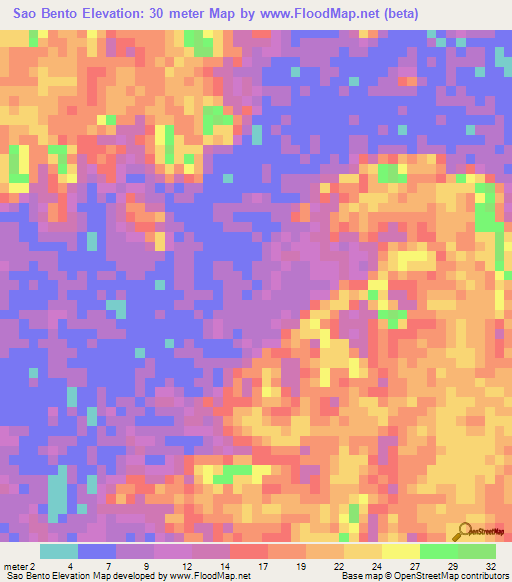 Sao Bento,Brazil Elevation Map