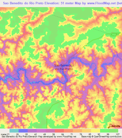 Sao Benedito do Rio Preto,Brazil Elevation Map